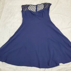 Torrid Navy Blue Cap Sleeve Polka Dot Retro Sweetheart Midi Dress 18 Stretchy